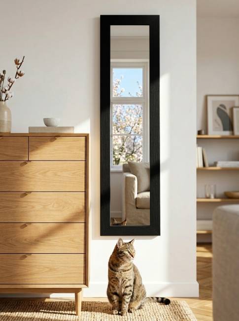 Зеркало настенное BeautyStyle 9 черный 138 см х 35 см