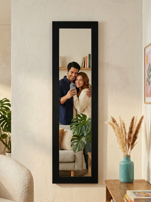 Зеркало настенное BeautyStyle 9 черный 138 см х 35 см