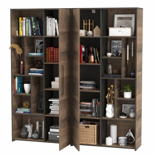 Два шкафа-стеллажа для гостиной Трувор цвет дуб гранж песочный/интра