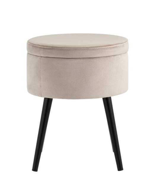 Пуф Клайс с ящиком велюр серо-бежевый