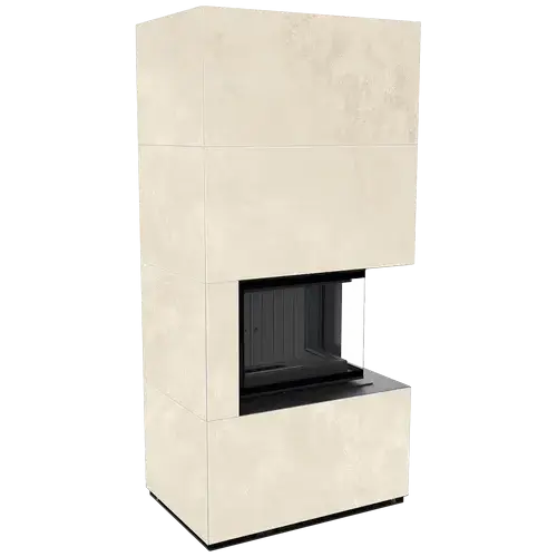 Каминокомплект Kratki PRO FLOKI OXIDE BIANCO угловое стекло справа