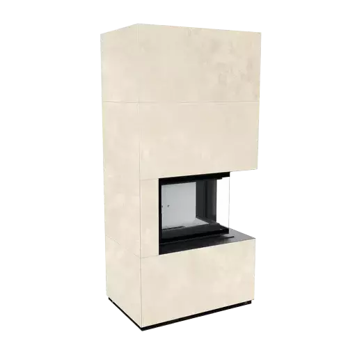 Каминокомплект Kratki PRO FLOKI OXIDE BIANCO угловое стекло справа