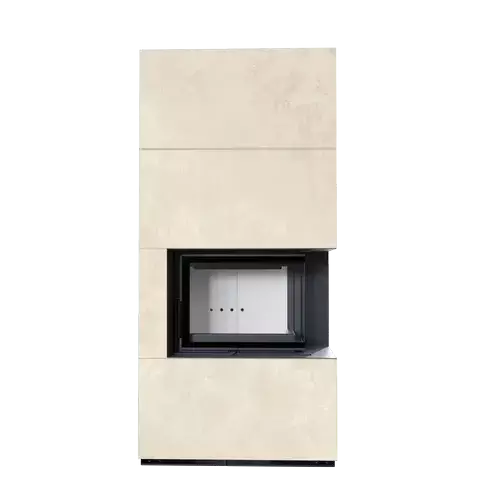 Каминокомплект Kratki PRO FLOKI OXIDE BIANCO угловое стекло справа