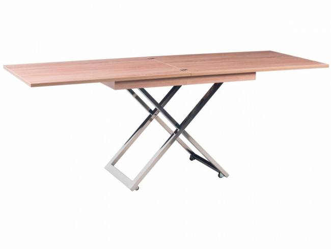 Стол-трансформер Левмар Cross D89/S79 сонома/ опоры нерж.ст. Стол-трансформер Левмар Cross D89/S79 сонома/ опоры нерж.ст.