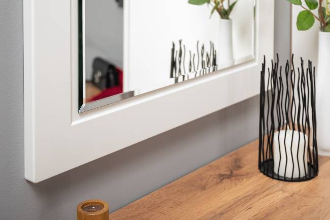 Два платяных шкафа Остин и комод с зеркалом цвет белый шагрень/дуб крафт золотой