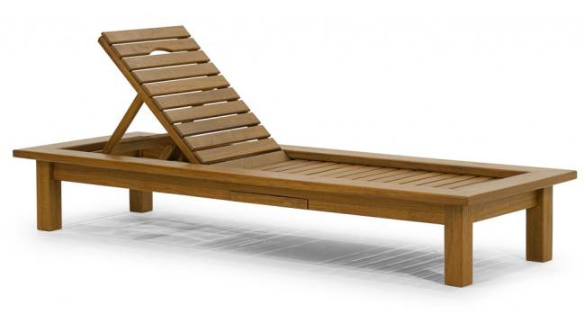 Шезлонг-лежак деревянный с матрасом Roova 2170х770х340 мм