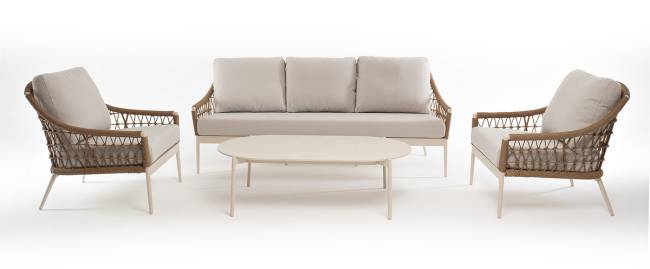 "Венеция" лаунж-зона из искусственного ротанга, цвет соломенный