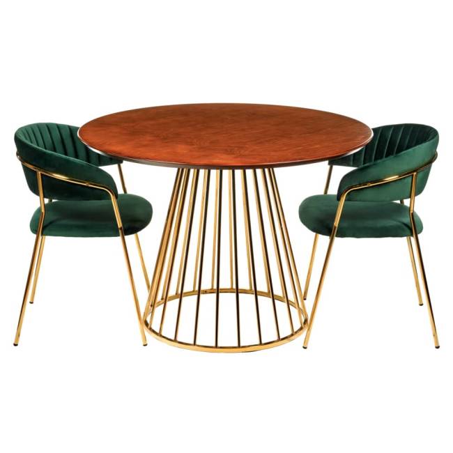 Стол Liverpool 110см шпон орех, золотистые ножки