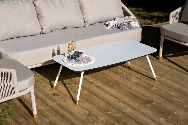 "Верона" лаунж-зона 5-местная плетеная из роупа (веревки), каркас алюминиевый белый, роуп бежевый "Верона" лаунж-зона 5-местная плетеная из роупа (веревки), каркас алюминиевый белый, роуп бежевый