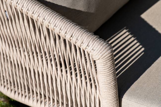 "Верона" лаунж-зона 5-местная плетеная из роупа (веревки), каркас алюминиевый белый, роуп бежевый "Верона" лаунж-зона 5-местная плетеная из роупа (веревки), каркас алюминиевый белый, роуп бежевый