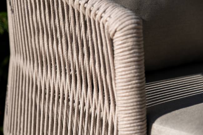 "Верона" лаунж-зона 5-местная плетеная из роупа (веревки), каркас алюминиевый белый, роуп бежевый "Верона" лаунж-зона 5-местная плетеная из роупа (веревки), каркас алюминиевый белый, роуп бежевый