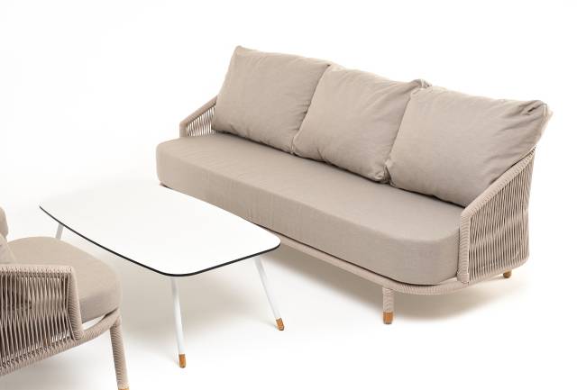 "Верона" лаунж-зона 5-местная плетеная из роупа (веревки), каркас алюминиевый белый, роуп бежевый "Верона" лаунж-зона 5-местная плетеная из роупа (веревки), каркас алюминиевый белый, роуп бежевый