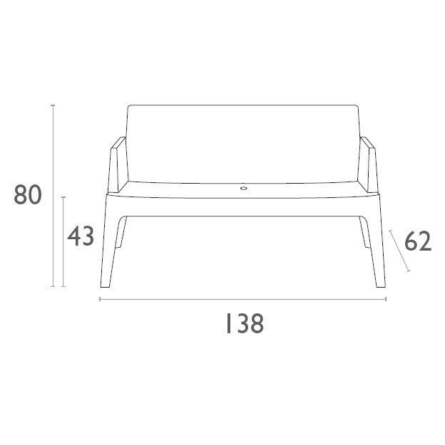 Диван пластиковый двухместный Box Sofa черный 1380x620x800 мм Диван пластиковый двухместный Box Sofa черный 1380x620x800 мм