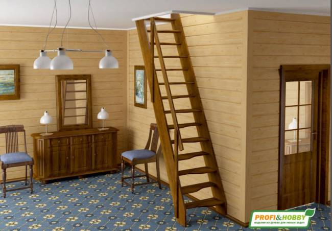 Деревянная лестница К-007м/28 Деревянная лестница К-007м/28