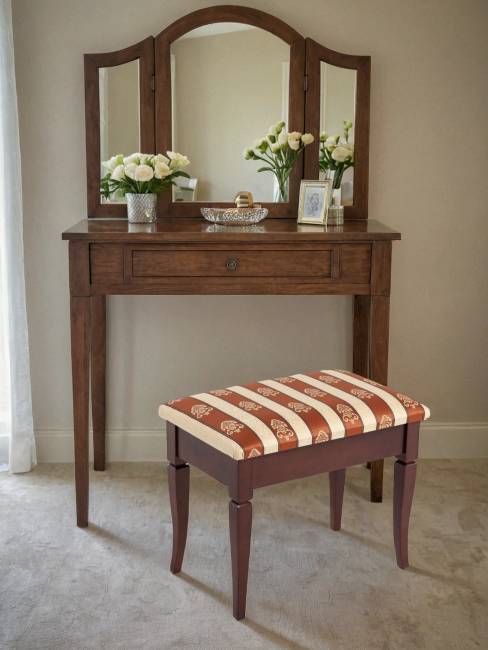 Банкетка Ретро М с ящиком средне-коричневый, ткань полоса коричн.