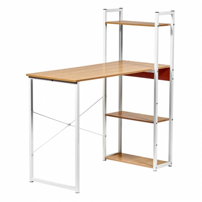 Стол письменный с полками Frame 100x45x110 см, светлое дерево, белый