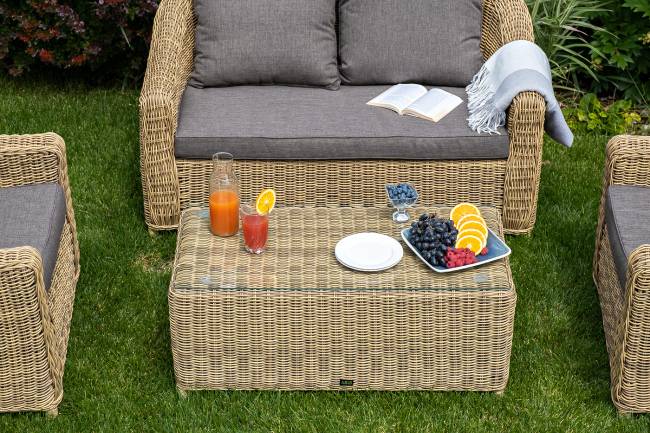 "Кон Панна" лаунж-зона из искусственного ротанга, цвет соломенный