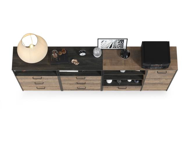 Два комода с ящиками и комод с дверкой и одним ящиком Трувор цвет дуб гранж песочный/интра Два комода с ящиками и комод с дверкой и одним ящиком Трувор цвет дуб гранж песочный/интра