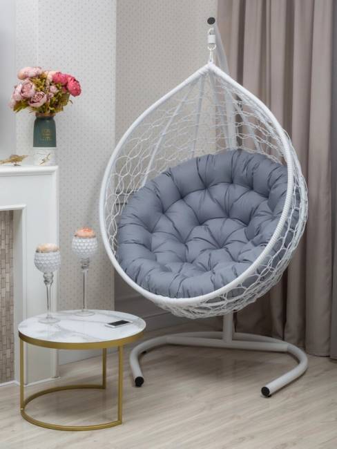 Подвесное кресло из искусственного ротанга "BUENO STRONG-XL", белый