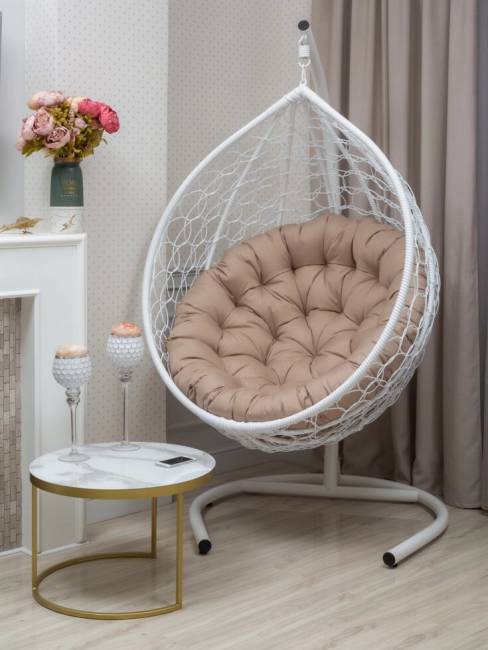 Подвесное кресло из искусственного ротанга "BUENO STRONG-XL", белый