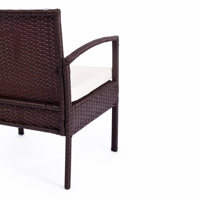 Лаундж сет [диван+2кресла+столик+подушки] (мод.210000) пластиковый ротанг, 107х60х73см/58х60х72,5см/75х40.5х37,5, коричневый, ткань DB-02 бежевый коричневый, ткань: DB-02 бежевый пластиковый ротанг