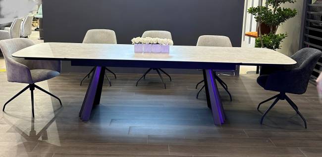 Стол ASTRID 200 TL-102 Бежевый мрамор, испанская керамика / Шоколадное золото каркас, ®DISAUR