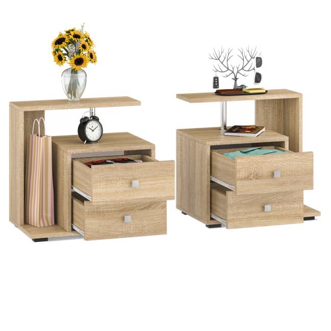 Комплект прикроватных тумб Камелия (левая + правая) цвет дуб сонома