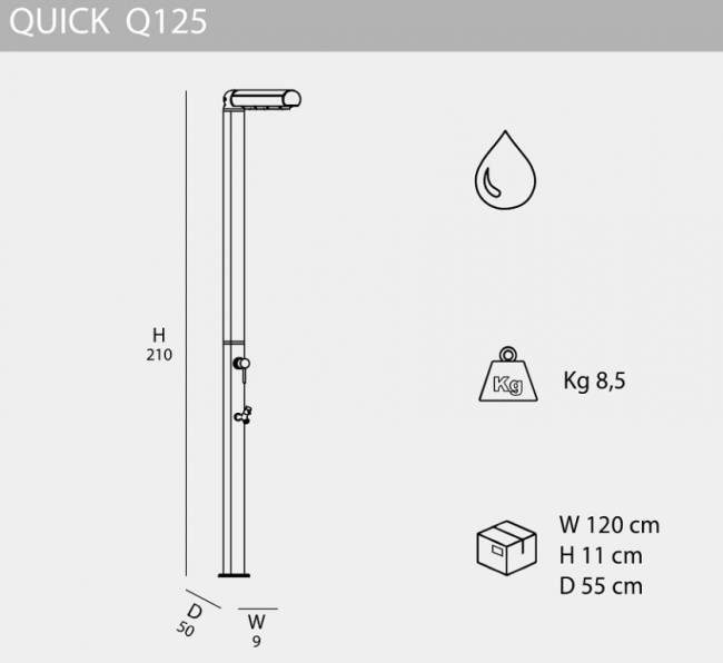 Душ уличный Quick Q125 матовый шифер 500х90х2100 мм Душ уличный Quick Q125 матовый шифер 500х90х2100 мм