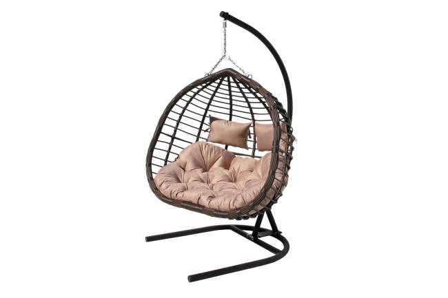 Кресло подвесное двойное Ортис, коричневый, бежевый Кресло подвесное двойное Ортис, коричневый, бежевый