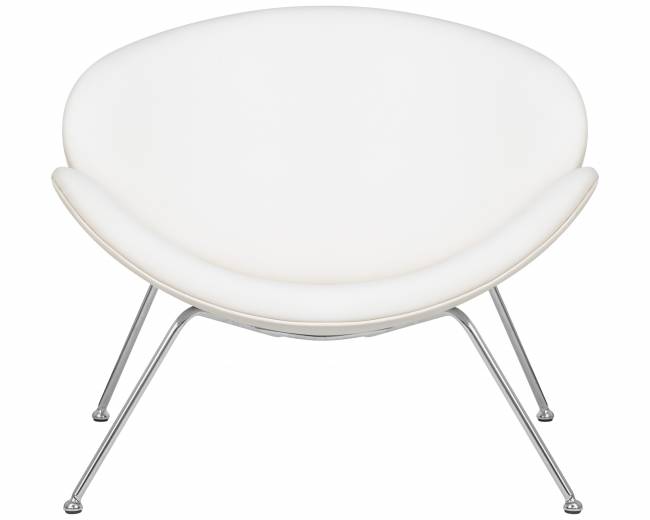 Кресло дизайнерское DOBRIN EMILY, белый винил YP17, хромированная сталь