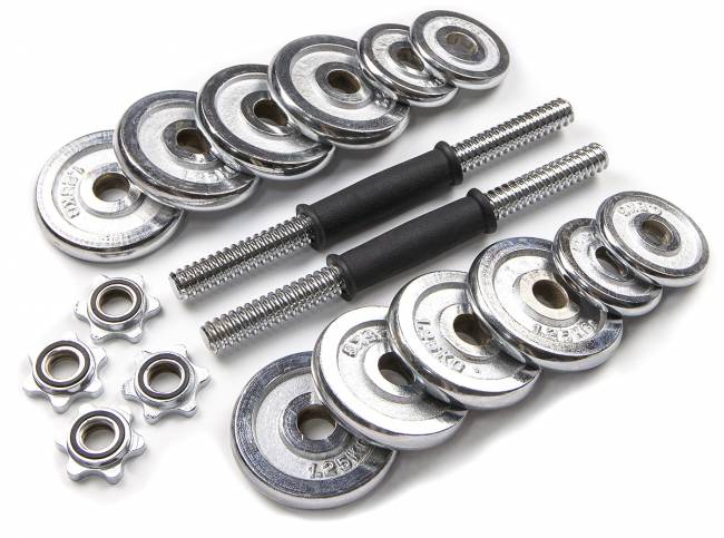 Набор гантелей хромированных AMETIST в чемодане 15 кг Набор гантелей хромированных AMETIST в чемодане 15 кг