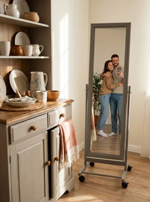 Зеркало напольное BeautyStyle 27 серый  135 см х 42,5 см