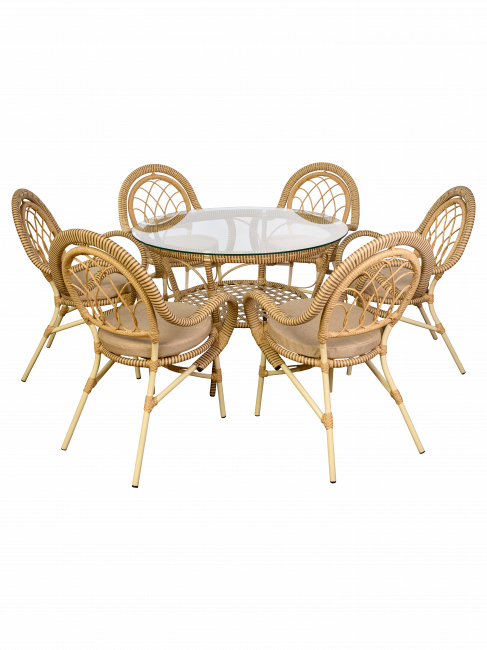 Комплект из искусственного ротанга Java (Ява)-6 (цвет: слоновая кость) Комплект из искусственного ротанга Java (Ява)-6 (цвет: слоновая кость)