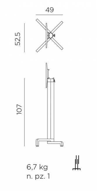 Подстолье металлическое барное Ibisco High тортора 525х490х1070 мм