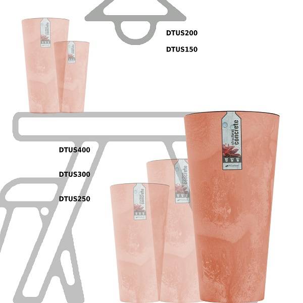 Кашпо для цветов Tubus Slim Beton Effect DTUS400E-R624 терракотовый 2 предмета 35 и 64 л