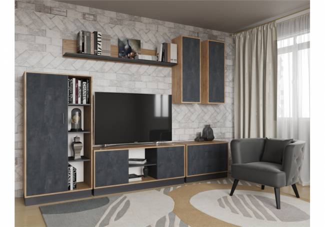 Леви 85 дуб крафт золотой / черный / угольный камень