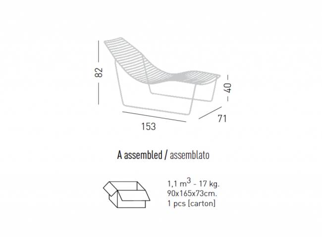 Шезлонг-лежак металлический Link Lounge белый 1530х710х820 мм