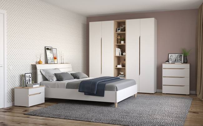 Кровать Муссон 11.41 цвет белый/дуб эндгрейн элегантный