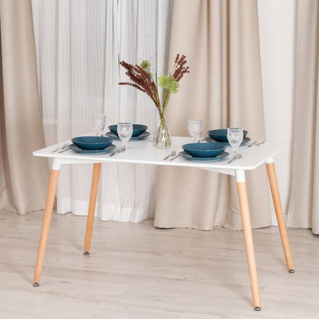 Стол JOHN (mod. T1001) МДФ/дерево, 120 х 80 х 75 см , White (Белый) / Natural (натуральный) White (Белый) / Natural (натуральный) МДФ/дерево Стол JOHN (mod. T1001) МДФ/дерево, 120 х 80 х 75 см , White (Белый) / Natural (натуральный) White (Белый) / Natural (натуральный) МДФ/дерево