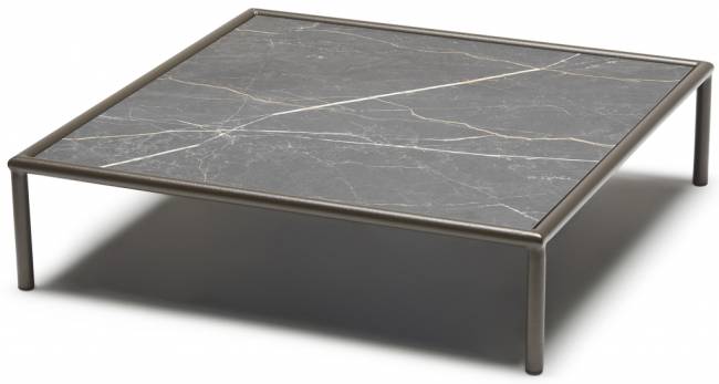 Столик кофейный ламинированный Flap мокко, черный мрамор Сахара 850х850х220 мм