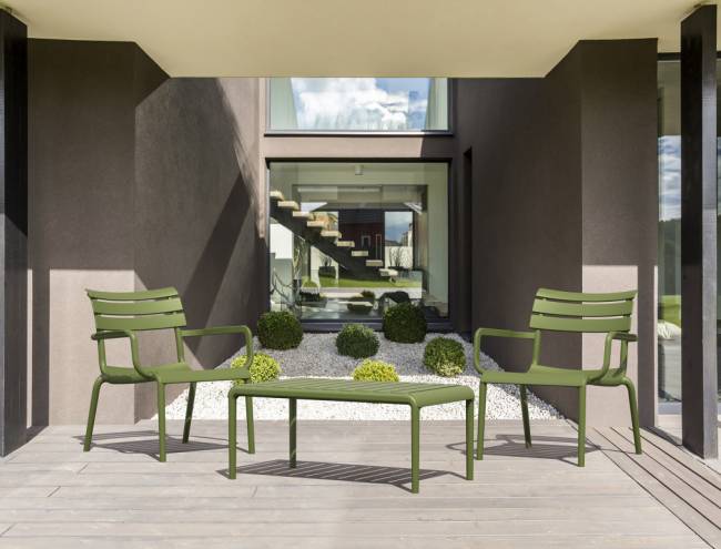 Столик пластиковый журнальный Paris Lounge Table оливковый 900х500х400 мм