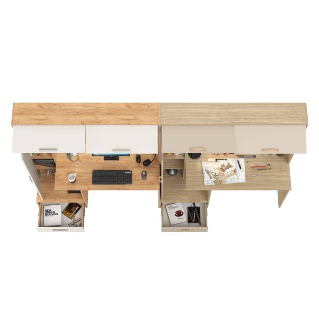 Письменные столы Лайт 03.243Н цвет дуб крафт золотой/белый премиум/плэйн/сатин