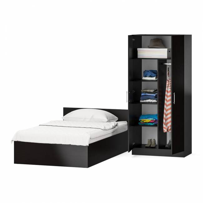 Кровать односпальная 1200 со шкафом для одежды 2-х створчатым Стандарт цвет венге Кровать односпальная 1200 со шкафом для одежды 2-х створчатым Стандарт цвет венге