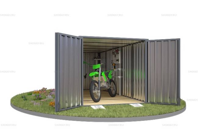 Хозблок SKOGGY секционный с плоской крышей 5 х 2 м, брутальный серый