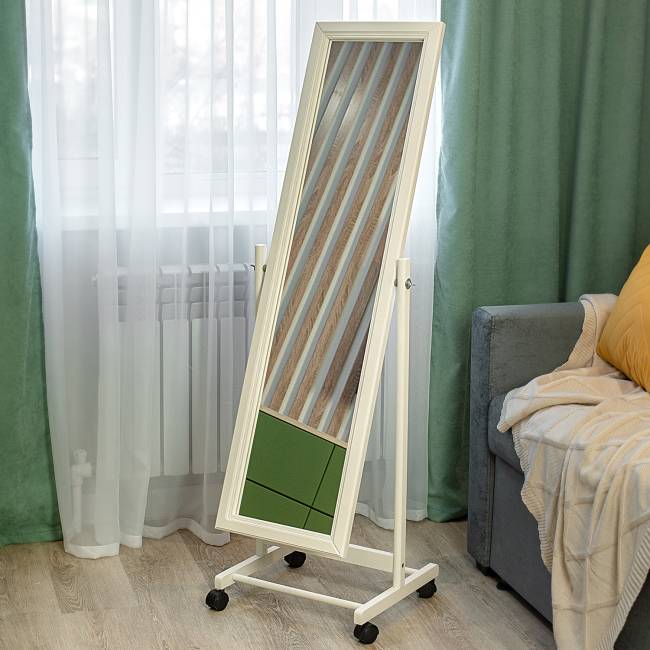 Зеркало напольное BeautyStyle 27 слоновая кость 135 см х 42,5 см