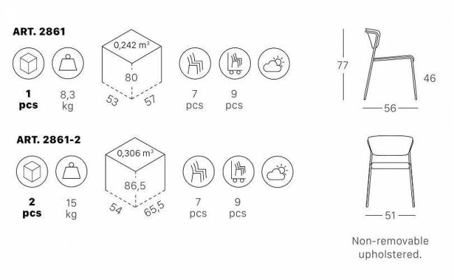 Стул с обивкой Lisa Waterproof голубой 510х560х770 мм