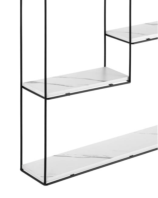 Полка Square черная белый мрамор