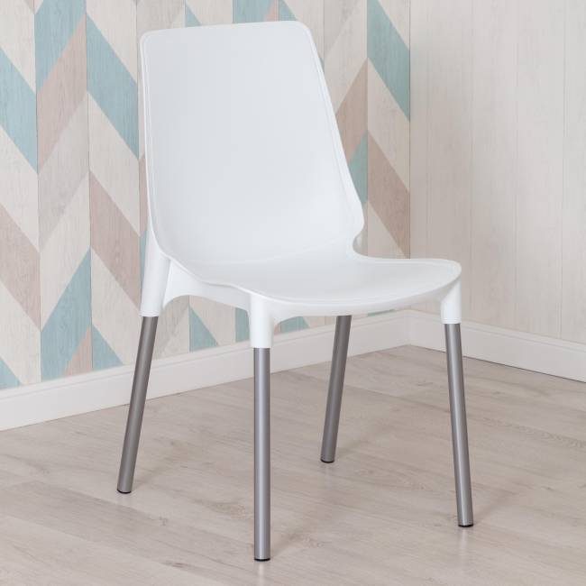 Стул GENIUS (mod 75) / 1 шт. в упаковке металл/пластик, 46x56x84cм, белый/ножки хром белый металл/пластик