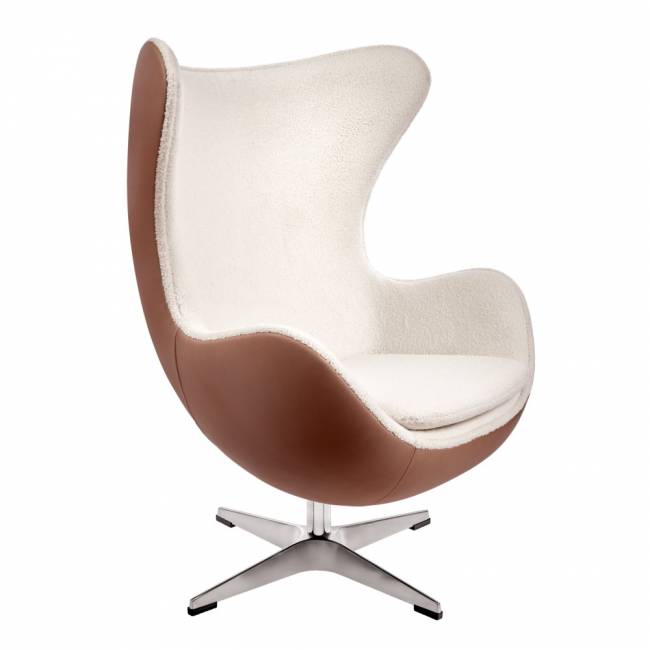Кресло EGG STYLE CHAIR коричневый, белый, экокожа Кресло EGG STYLE CHAIR коричневый, белый, экокожа