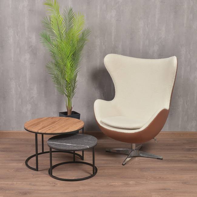 Кресло EGG STYLE CHAIR коричневый, белый, экокожа Кресло EGG STYLE CHAIR коричневый, белый, экокожа